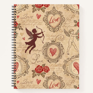 Vintage Cupid's Romantic Pattern (3) Notebook