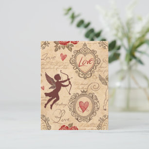 Vintage Cupid's Romantic Pattern (3) Postcard