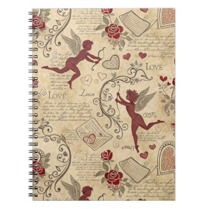 Vintage Cupid's Romantic Pattern (5) Notebook