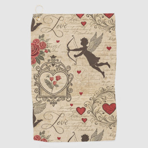 Vintage Cupid's Romantic Pattern (6) Golf Towel