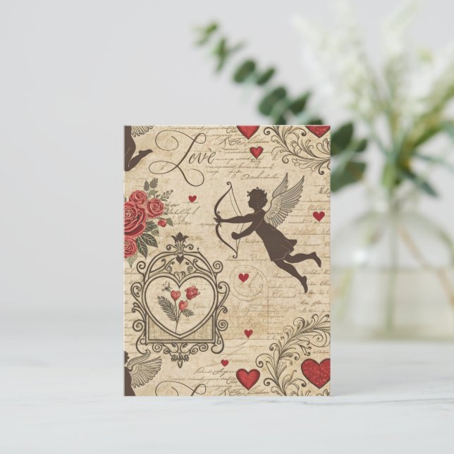 Vintage Cupid's Romantic Pattern (6) Postcard (Standing Front)