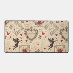 Vintage Cupid's Romantic Pattern (8) Desk Mat