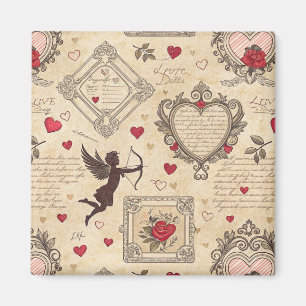 Vintage Cupid's Romantic Pattern (8) Magnet