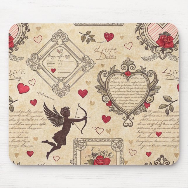 Vintage Cupid's Romantic Pattern (8) Mouse Mat (Front)