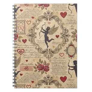 Vintage Cupid's Romantic Pattern (9) Notebook