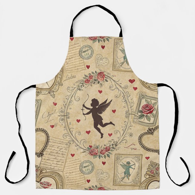 Vintage Cupid's Romantic Pattern Apron (Front)