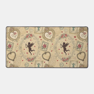 Vintage Cupid's Romantic Pattern Desk Mat