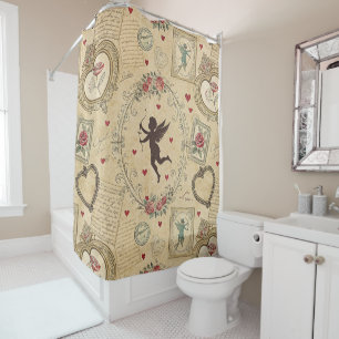 Vintage Cupid's Romantic Pattern Shower Curtain
