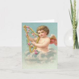 Vintage cupids with heart holiday card