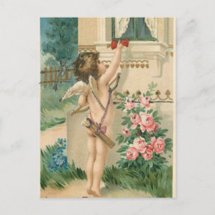 Vintage cupids with heart postcard