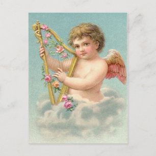 Vintage cupids with heart postcard