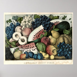 Vintage Currier & Ives American Fruit Piece Poster