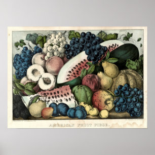 Vintage Currier & Ives American Fruit Piece Poster