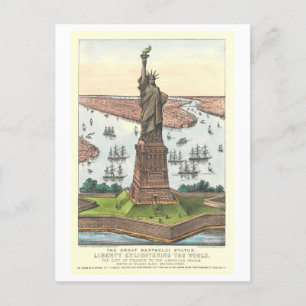 Vintage Currier & Ives Statue of Liberty Print Postcard