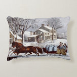 Vintage Currier & Ives Winter Sleigh Christmas Decorative Cushion<br><div class="desc">Vintage Currier & Ives Winter Sleigh Christmas Holiday Scene - Snuggle warm and toasty inside while winter weather rages outside as you enjoy this beautiful vintage Currier & Ives image pillow.</div>