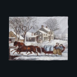 Vintage Currier & Ives Winter Sleigh Christmas Fleece Blanket<br><div class="desc">Vintage Currier & Ives Winter Sleigh Christmas Holiday Scene - Snuggle warm and toasty inside while winter weather rages outside as you enjoy this beautiful vintage Currier & Ives image blanket.</div>