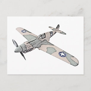 Vintage Curtiss P40 Warhawk Aircraft Illustration Postcard