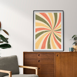 Vintage curved rays poster