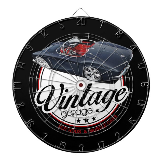 Vintage Custom Car Garage Dartboard (Front)