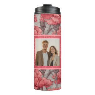 Vintage Custom Carnation Sparkle Wedding Thermal Tumbler