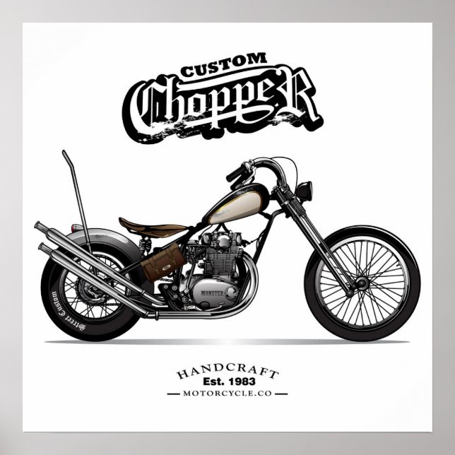 Vintage Custom Chopper Motorcycle Poster (Front)