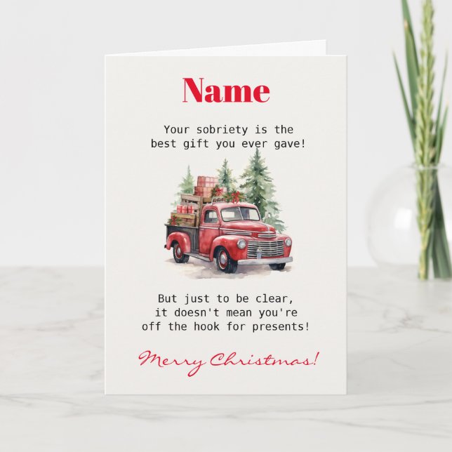 Vintage Custom Christmas Sobriety Card (Front)