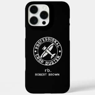 Vintage Custom Crop Duster Aircraft White Text iPhone 16 Pro Max Case