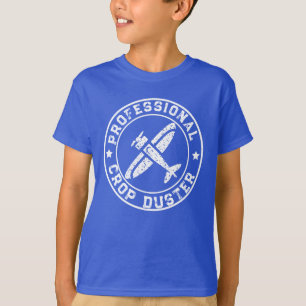 Vintage Custom Crop Duster Aircraft White Text T-Shirt