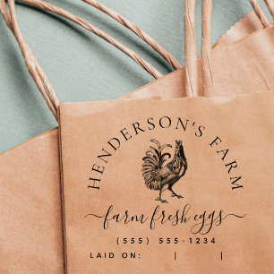 Vintage Custom Farm Egg Carton Laid Phone Info Rubber Stamp