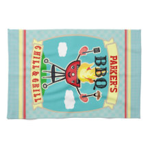 Vintage Custom Name Barbeque BBQ Towel