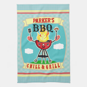 Vintage Custom Name Barbeque BBQ Towel