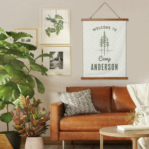 Vintage Custom Name Camp Tree Family Hanging Tapestry