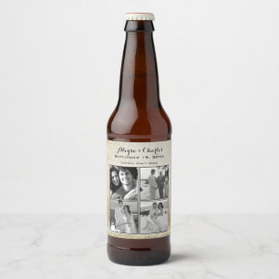 Vintage Custom Photo Collage Wedding Beer Bottle Label