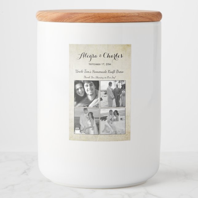 Vintage Custom Photo Collage Wedding Food Label (Front)