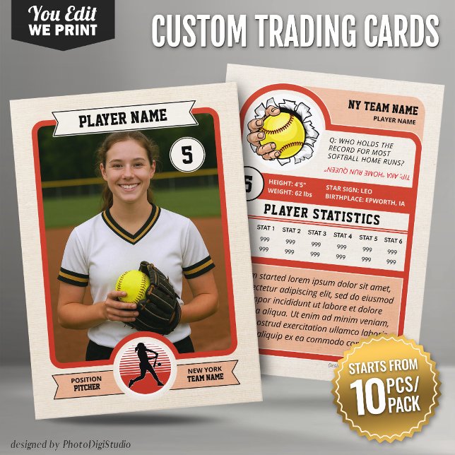 Vintage Custom Softball Trading Card 10 pcs/pack (Vintage Custom Softball Trading Card 10 pcs/pack)