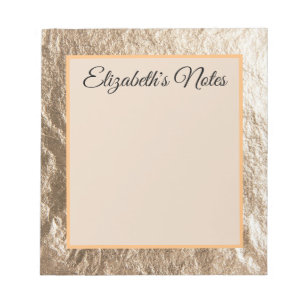Vintage custom text brown gold crumpled  notepad
