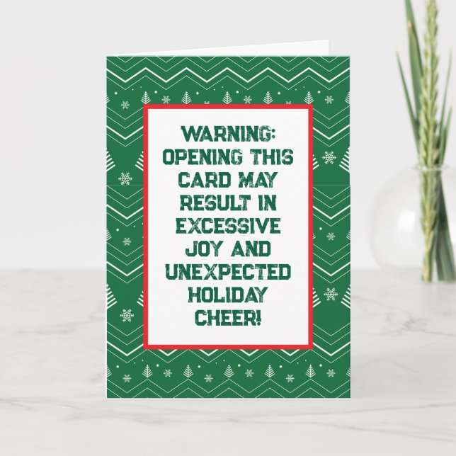 Vintage Customisable Funny Christmas Green Pattern Holiday Card (Front)