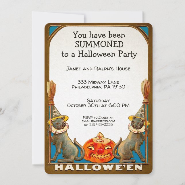 Vintage Customisable Halloween Invitation (Front)