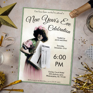 Vintage Customisable New Year's Party Invitation