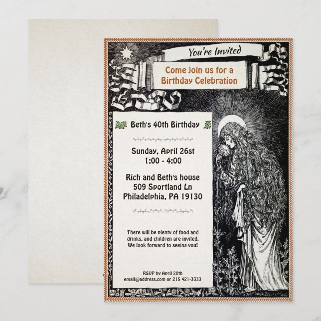 Vintage Customisable Party Invitation (Front/Back)