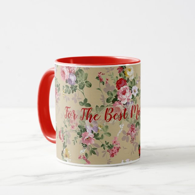 Vintage Customise  Elegant Popular Rose Floral Mug (Front Left)