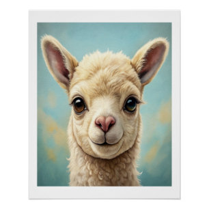 Vintage Cute Alpaca Wall Poster Art