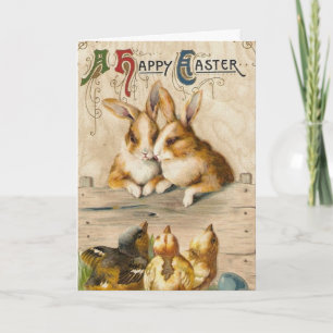 Vintage Cute Animal Easter Holiday Card