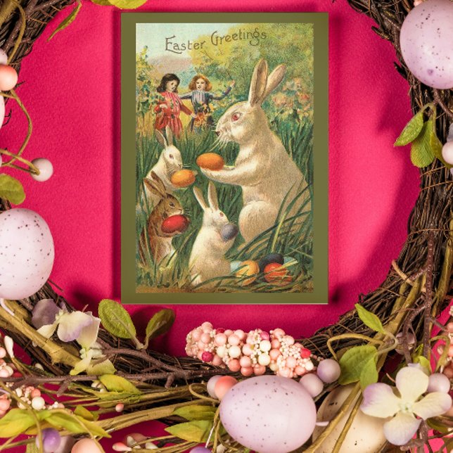 Vintage Cute Animal Easter  Holiday Card (Creator Uploaded)