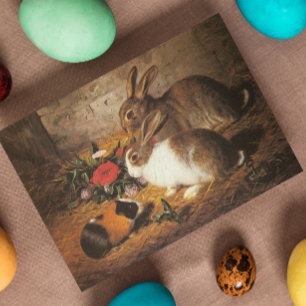 Vintage Cute Animal Easter Holiday Card