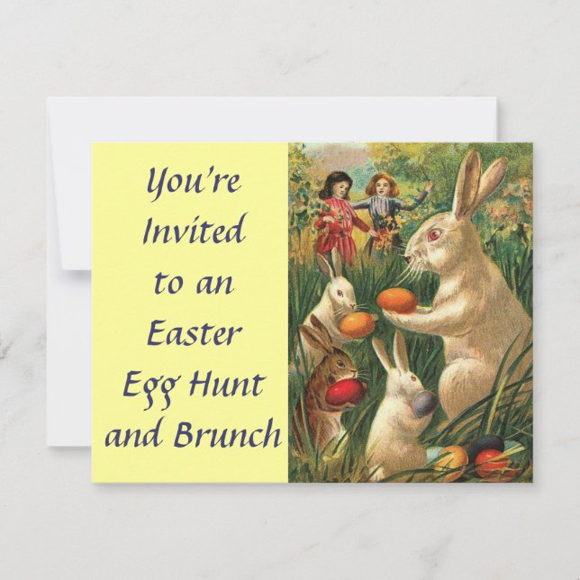 Vintage Cute Animal Easter  Invitation (Front)