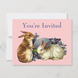 Vintage Cute Animal Easter Invitation