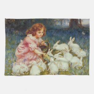 Vintage Cute Animal Easter  Tea Towel