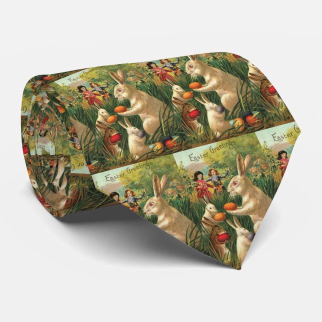 Vintage Cute Animal Easter  Tie (Rolled)