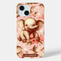 Vintage Cute Baby Elephant Pattern